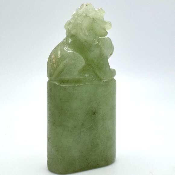 Jade Stone Seal Chop Carving of a Chinese Mythical Beast Foo Dog Vintage #5